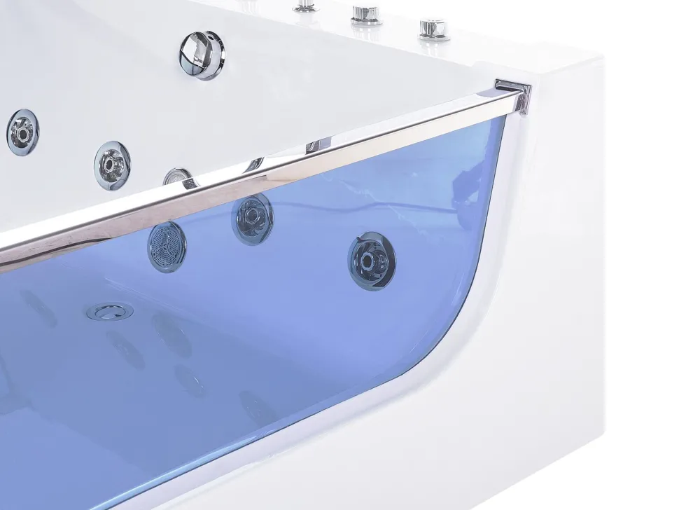 Whirlpool Badewanne Weis Rechteckig Mit Led 180 X 120 Cm Curacao
