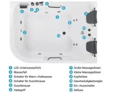 Whirlpool Badewanne Weis Eckmodell Mit Led 170 X 119 Cm Links Bayamo