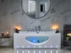 Whirlpool Badewanne Weis Rechteckig Mit Led 180 X 80 Cm Hawes