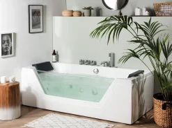 Whirlpool Badewanne Weis Led Unterwasserbeleuchtung 174 X 80 Cm Samana