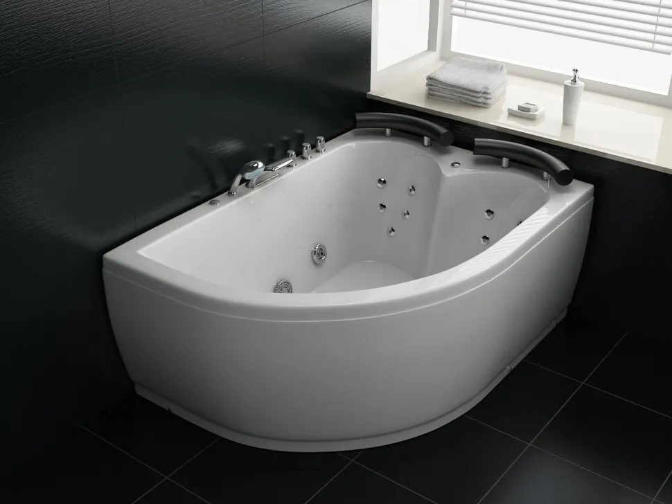 Whirlpool Badewanne Weis Eckmodell Mit Led Links 160 X 113 Cm Paradiso