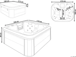 Whirlpool Outdoor Weis Mit Led Rechteckig 180 X 215 Cm Arcelia