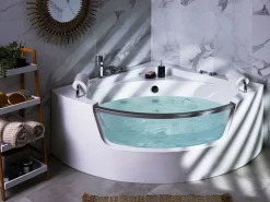 Whirlpool-Badewanne Weis Eckmodell Mit Led 200 X 150 Cm Mangle