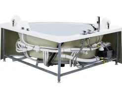 Whirlpool-Badewanne Weis Eckmodell Mit Led 200 X 150 Cm Mangle