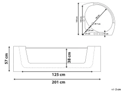 Whirlpool-Badewanne Weis Eckmodell Mit Led 200 X 150 Cm Mangle