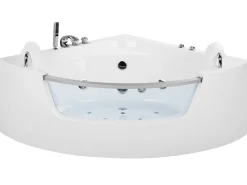 Whirlpool-Badewanne Weis Eckmodell Mit Led 200 X 150 Cm Mangle