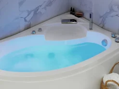 Whirlpool-Badewanne Weis Eckmodell Mit Led 150 X 100 Cm Links Neiva